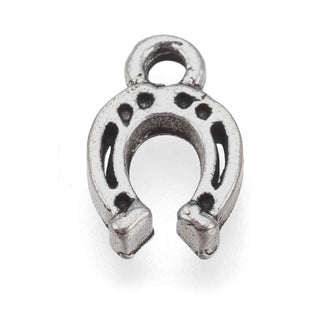 Mini Dije Herradura de la Suerte Tono Plata Envejecida 12x8mm | 14 uds