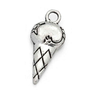 Dije Barquillo con Helado Tono Plata Envejecida 19x8mm | 12 uds