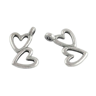 Dije Corazones Entrelazados Tono Plata Envejecida 18x15mm | 8 uds
