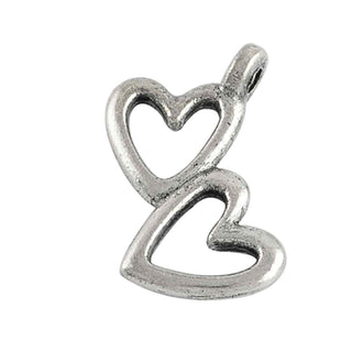 Dije Corazones Entrelazados Tono Plata Envejecida 18x15mm | 8 uds