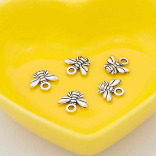 Dije Abeja Mielera Tono Plata Envejecida 10x11mm | 12 uds