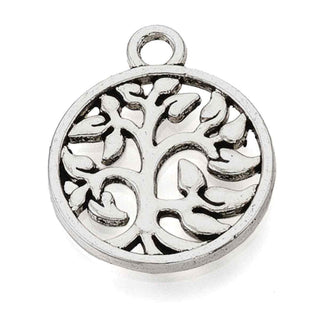Dije Árbol de la Vida Redondo Tono Plata Envejecida 18x15mm | 6 uds
