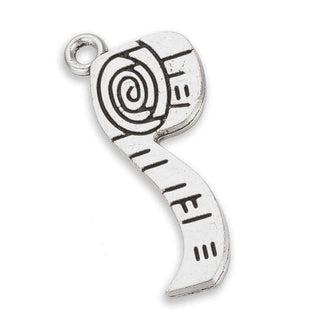Dije Huincha de Medir Enrollada Tono Plata Envejecida 26x11mm | 7 uds