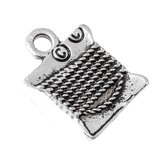 Dije Carrete de Hilo Tono Plata Envejecida 11x15mm | 10 uds