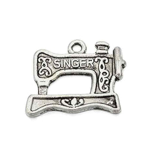 Dije Máquina de Coser Tipo Singer Tono Plata Envejecida 22x18mm | 5 uds