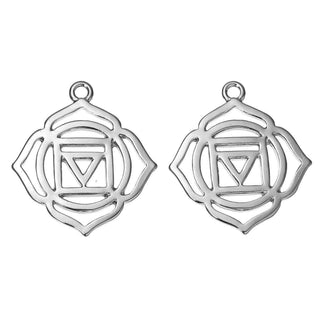 Dije Símbolos Chakras de Equilibrio Espiritual Tono Plata Envejecida 29~31x23~26mm | 1 ud