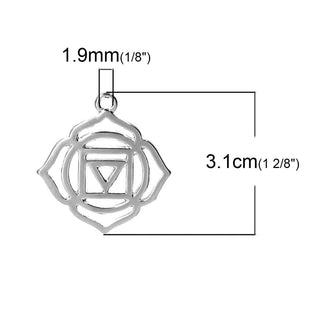 Dije Símbolos Chakras de Equilibrio Espiritual Tono Plata Envejecida 29~31x23~26mm | 1 ud