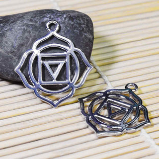 Dije Símbolos Chakras de Equilibrio Espiritual Tono Plata Envejecida 29~31x23~26mm | 1 ud