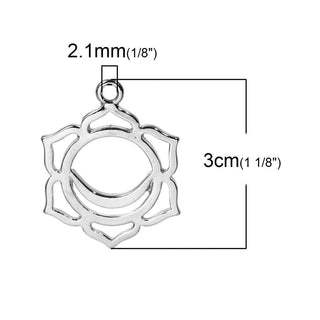 Dije Símbolos Chakras de Equilibrio Espiritual Tono Plata Envejecida 29~31x23~26mm | 1 ud