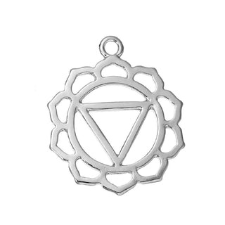 Dije Símbolos Chakras de Equilibrio Espiritual Tono Plata Envejecida 29~31x23~26mm | 1 ud