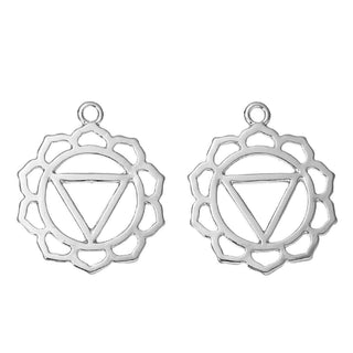Dije Símbolos Chakras de Equilibrio Espiritual Tono Plata Envejecida 29~31x23~26mm | 1 ud