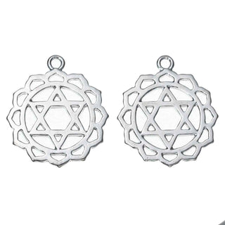 Dije Símbolos Chakras de Equilibrio Espiritual Tono Plata Envejecida 29~31x23~26mm | 1 ud