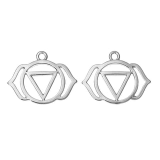 Dije Símbolos Chakras de Equilibrio Espiritual Tono Plata Envejecida 29~31x23~26mm | 1 ud