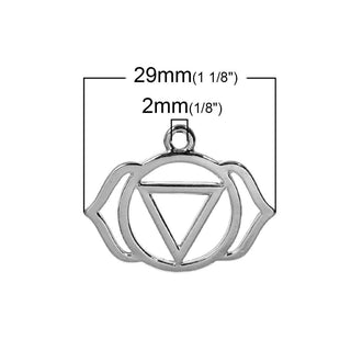 Dije Símbolos Chakras de Equilibrio Espiritual Tono Plata Envejecida 29~31x23~26mm | 1 ud