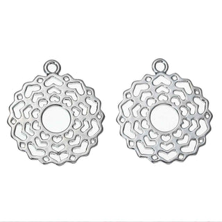 Dije Símbolos Chakras de Equilibrio Espiritual Tono Plata Envejecida 29~31x23~26mm | 1 ud