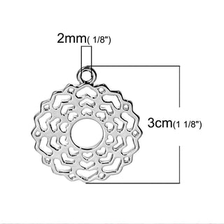 Dije Símbolos Chakras de Equilibrio Espiritual Tono Plata Envejecida 29~31x23~26mm | 1 ud