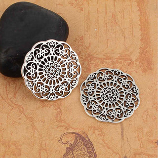 Dije Mandala Circular Filigrana Tono Plata Envejecida 31mm | 1 ud