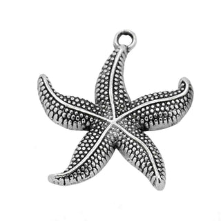 Dije Estrella de Mar Texturizada Tono Plata Envejecida 26x23.5mm | 4 uds