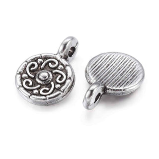 Mini Dije Floral Arabesco Tono Plata Envejecida 9x13mm | 12 uds