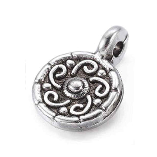Mini Dije Floral Arabesco Tono Plata Envejecida 9x13mm | 12 uds