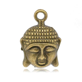 Dije Cabeza de Buda Tono Bronce Envejecido 22x15x5mm | 4 uds