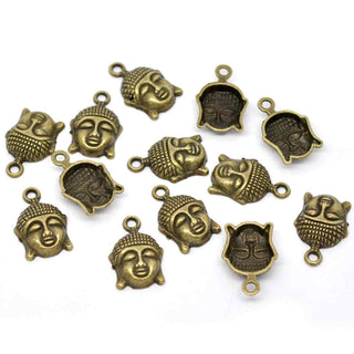 Dije Cabeza de Buda Tono Bronce Envejecido 22x15x5mm | 4 uds