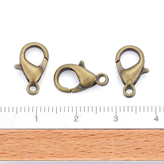 Cierre Mosquetón Pinza de Langosta Tono Bronce Envejecido 8x14 mm | 10 uds