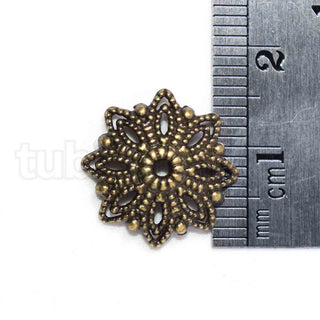 Tapas de cuentas en forma de flor, de 16 mm de diámetro.