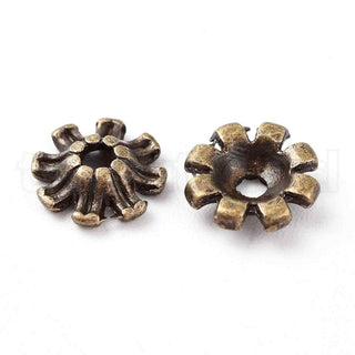 Tapas de abalorios estilo tibetano color bronce envejecido, 8×3x2mm.