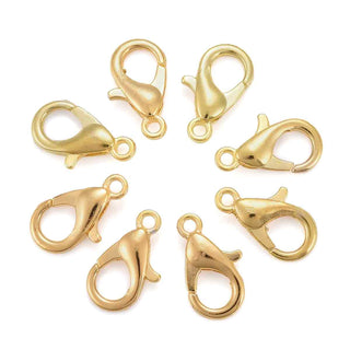 Cierre Mosquetón Pinza de Langosta Tono Dorado 8x14 mm | 10 uds