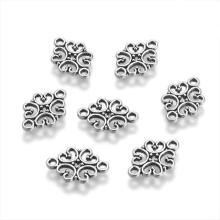 Enlace Floral Estilo Tibetano Aleación Tono Plata Envejecida 13x19.5x1mm | 7 uds