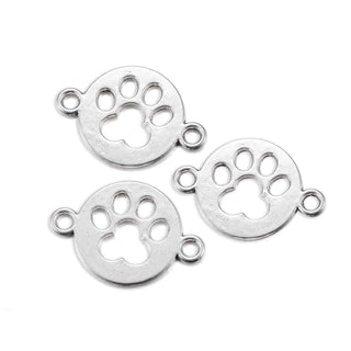 Enlace Pata de Perro Calado Aleación Tono Plata Envejecida 24x16.5x1mm | 5 uds