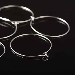 Argolla Aro Redondo de Latón Tono Plata 30 mm | 5 pares
