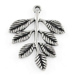 Maxi Dije Rama de Hojas Texturizadas Tono Plata Envejecida 34x28mm | 3 uds