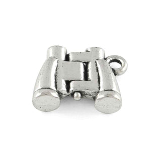 Dije Binoculares de Exploración Tono Plata Envejecida 13x17mm | 4 uds