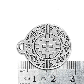 Dije Medalla Circular Cruz Andina Chakana Tono Plata Envejecida 28x25mm | 1 ud
