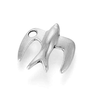 Dije Golondrina en Vuelo Dinámico Tono Plata Envejecida 13x12mm | 7 uds