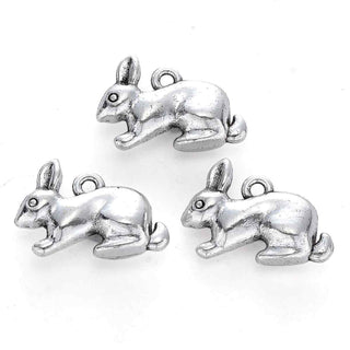 Dije Conejo Tono Plata Envejecida 20x13.5mm | 3 uds