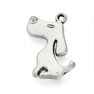 Dije Perro Sentado Tono Plata Envejecida 21x13mm | 6 uds