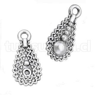 Colgantes de aleación de zinc, gota decorada, 8.5×17.5x2mm