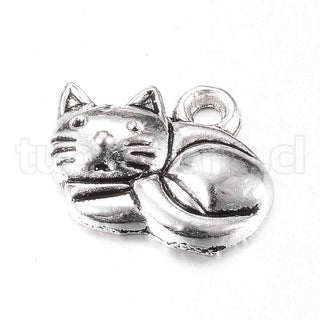 Colgante de aleación estilo tibetano, gato, 12x14x3mm.