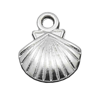 Dije Conchita Marina de Almeja con Nervaduras en Relieve y Reverso Cóncavo Color Plata 11.8x14mm | 12 uds