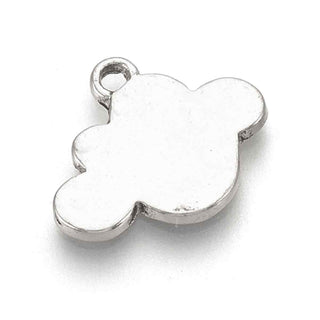 Dije Nube Estilizada Lisa Reverso Texturizado Tono Plata Envejecida 13.5x16.5mm | 2 uds