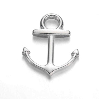 Dije Ancla Marinera Lisa con Argolla Superior Ancha Color Plata 18.5x14mm | 12 uds