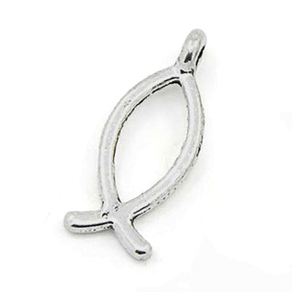 Dije Pez Ichthus Tono Plata Envejecida 8x20mm | 14 uds