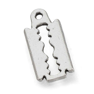 Dije Cuchilla Gillette Tono Plata Envejecida 16x7.5mm | 10 uds