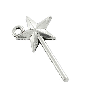 Dije Varita Mágica Tono Plata Envejecida 26x13mm | 14 uds