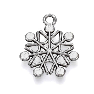 Dije Copo de Nieve Estilo Tibetano Tono Plata Envejecida 19.5x16.5x1.5mm | 8 uds