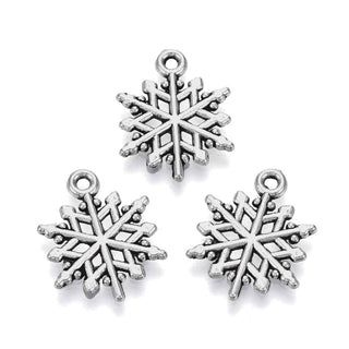 Dije Copo de Nieve con Diseño Decorativo Estilo Tibetano Tono Plata Envejecida 20x15.5x1.5mm | 8 uds