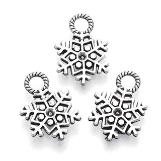 Dije Copo de Nieve Estilo Tibetano Tono Plata Envejecida 21x15x2.5mm | 8 uds